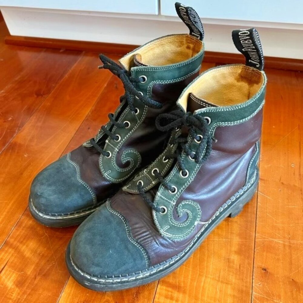 John Fluevog 7th Heaven Derby Swirl tricolor boots Womens Size 7